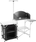 Folding Cooking Table Outdoor Portable Cook Station Aluminum Camping Kitchen with Storage Organizer, Windscreen, Hooks for BBQ, Party (Silver) - Image 2