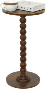 Fultyle Round Side Table, Small Drink Table for Small Spaces, Modern Accent Nightstand with Solid Wood Leg for Living Room, Bedroom, Corners, and Office (Rustic Brown) - Image 2