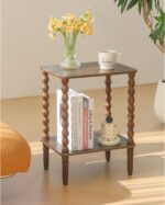 Fultyle Side Table, Small End Table with Storage Shelf, 2-Tier Small Coffee Tables Living Room for Bedroom, Narrow Spaces (Rustic Brown) - Image 2
