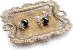Funly mee Small Antique Trinket Dish Vintage Gold Metal Jewelry Tray, Ring Holder-5.3 x 3.5 x 1.2 inches - Image 2