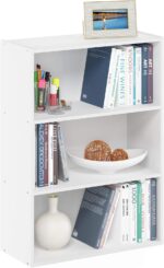 Furinno PASIR Book Shelf, 3-Tier Bookshelf, Storage Shelves Bookcase, 9.7 x 23.7 x 31.5, for Living Room, Bedroom, Home Office, Plain White - Image 2