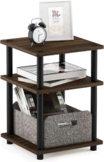 Furinno Turn-N-Tube Side Table, 3-Tier Square Modern End Table, Open Shelves Nightstand, Night Stand, Bedside Table, Easy Assembly, for Living Room, Bedroom, Columbia Walnut - Image 2