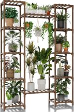 GENTINGBRO Plant Stand Indoor Outdoor 62.2“ Tall Plant Shelf Large Tiered Flower Stands for Multiple Display Wood Hanging Planter Holder for Living Room Garden Balcony Patio Decor - Image 2