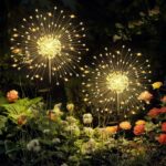 GIGALUMI Garden Decor Outdoor Lights 120LED 2Pack, Solar Garden Lights Outside Fairy Firework Decorative,Solar Powered for Yard Pathway Flowerbed Planter Balcony Patio 4th of July Decor (Warm White - Image 2