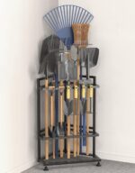 Garden Tool Organizer for Corner,Metal Yard Tool Organizer for Long-Handled Tools/Rakes/Brooms,Side Garden Pocket,Heavy Duty Steel Yard Tool Storage Rack for Garage,Shed, Outdoor - Image 2