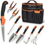 Garden Tools Set, Carsolt 10 Piece Stainless Steel Heavy Duty Gardening Tools Set for Planting Pruning Gardening Kit with Durable Gardening Bag Gloves Gift Box Ideal Garden Gifts for Women Men(Orange) - Image 2