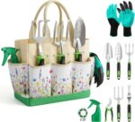 Gardening Tools 10-Piece, Heavy Duty Garden Tool Set with Fashion and Durable Garden Tools Organizer Handbag, Rust-Proof Gardening Hand Tools Weeding Kit, Ideal Gardening Gifts for Women - Image 2