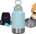 GiNT 37oz Insulated Stainless Steel Dog & Human Water Bottle | Leakproof Travel Dispenser with Detachable 10oz Bowl, 24H Cold/12H Hot, Carrying Case for Walking, Hiking,Camping & Outdoor Travel(Green) - Image 2
