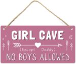 Girl Cave Sign for Girls Room, No Boys Allowed Door Sign, Cute Room Decor Sign for Bedroom Door, Funny Girls Only Sign for Kids Room, Teen Girl Wall Decor 12x6 Inch - Image 2