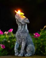 Goodeco Dog Statue with Solar Butterfly - Ideal Gifts for Mom, Dad or Birthdays, Beautifully Crafted Outdoor Decorations to Wow Your Guests - Image 2