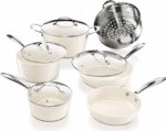 Gotham Steel Hammered 15 Pc Ceramic Cookware Set Nonstick, Pots and Pans Set Non Stick with Induction Cookware, Cooking Utensils & Steamer, Non Toxic PFOA PFOS Free, Oven & Dishwasher Safe - Image 2