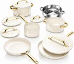 Gotham Steel Modern 11 Pc Ceramic Cookware Set, Elegantly Designed Pots and Pans Set Non Stick with Steamer, Induction Bottom, Premium Stay Cool Handles, Non Toxic PFOA Free, Oven & Dishwasher Safe - Image 2