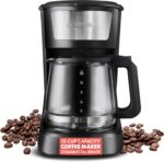 Gourmia 12 Cup One-Touch Coffee Maker – Pause and Serve with Automatic Keep Warm, Easy View Water Window, Compact Design, Stainless Steel Accents, Black - Image 2