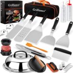 Grilliance 27pcs Griddle Accessories Kit for Blackstone, Professional Hibachi Flat Top Grill Tools, Enlarged Spatula Gift Set with Basting Cover，Burger Press Patty Maker for Outdoor BBQ Teppanyaki - Image 2