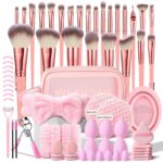HGHDBT 70Pcs Pink Makeup Brushes Set Professional Makeup Kit Multi-functional Makeup Tool Set with Case Facial Makeup Accessories, Foundation Makeup Brush Kit Eye and Face Make up Brushes & Tools - Image 2