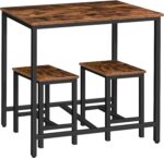HOOBRO 3-Piece Industrial Dining Table Set, Kitchen Table, Space Saving Dinette for Kitchen, Dining Room, Small Space, Breakfast Nook, Living Room, Party, Rustic Brown and Black BF75CZ01G1 - Image 2