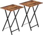 HOOBRO Folding TV Tray Tables, Set of 2 Side Table for Small Space, Industrial Snack Tables for Eating at Couch, Stable Metal Frame, Easy Assembly, Space Saving, Rustic Brown and Black BF25BZ01 - Image 2