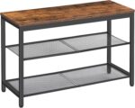 HOOBRO Shoe Bench, 3-Tier Shoe Rack, Industrial Shoe Organizer Storage Bench, 29.5 inches Entry Bench with Mesh Shelves, for Entryway, Living Room, Hallway, Easy Assembly, Rustic Brown BF75HX01 - Image 2