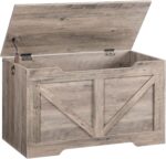 HOOBRO Storage Bench, 29.5” Retro Wooden Storage Chest with U-Shaped Cut-Out Pull, Safety Hinge, Supports 220 lb and Easy Assembly for Toy Box Organizer (Greige) BG77CW01 - Image 2