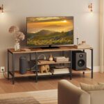 HOOBRO TV Stand with Power Outlets to 65 Inches, TV Console Table with Open Storage Shelves, Industrial Media Entertainment Center for Living Room Bedroom, Rustic Brown and Black BF40DS01 - Image 2