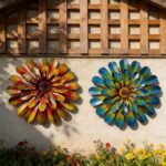 HOOEN Metal Flowers Wall Decor 2pack Wall Art Decorations Hanging for Indoor Outdoor Home Garden Farmhouse Yard Patio Fence Living Room Bedroom Decor - Image 2