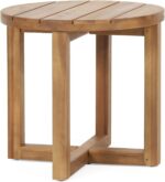 Hamel Outdoor Circular Side Table - Acacia Wood - Teak - Image 2