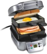 Hamilton Beach Sandwich Stacker Customizable Hot Sandwich Maker, 24 Sq. In. Non-Stick PFAS-Free Cooking Surfaces, Built-In Timer, Compact, Dishwasher-Safe, Perfect White Elephant Gifts, Silver (25471) - Image 2
