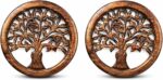 Handmade Wooden Trivet For Hot Dishes Plates & Pots Holder Hot Pad For Kitchen & Dining Table Decor Cookware Heat Resistant Rustic Decorative Carvings Tabletop Home & Dining Table Essentials(Set of 2) - Image 2