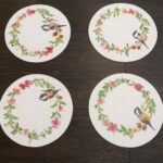 Home Dining Essentials Round Cotton Placemats, Floral Design Table Mats, 15 Inch Braided Woven, Heat-Resistant, Set of 4, White with Decorative Pattern for Casual Dining (Beautiful Bird, 15" Round) - Image 2