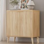 Homleke Buffet Cabinet with Storage, Modern Fluted Accent Sideboard with Doors & Adjustable Shelves, Buffet Table Entryway Cabinets for Living Room, Kitchen, Dining Room, Hallway, Natural - Image 2