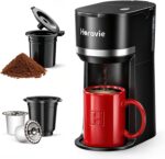 Horavie Small Single Serve Coffee Maker for K Cup and Grounds, Fast Brew One Cup Coffee Machine with One Button, 6 to 12 oz. Brew Sizes, Perfect for Home and Travel, Black - Image 2