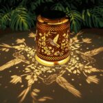 Hummingbird Solar Lanterns Garden Decor Birthday Gifts for Women Mon Grandma Metal Hanging Solar Lights Waterproof Outdoor Decoration for Outside LED Lanterns for Yard Patio Lawn Pathway Landscape - Image 2