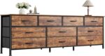 Huuger 63 Inch Dresser for Bedroom, Long Dresser with 10 Fabric Drawers, TV Stand for 55, 65, 70 Inch TV, Toy Storage Organizer for Closet, Rustic Brown - Image 2