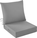 IASEAHK Outdoor Seat Cushion Set, Waterproof & Fade Resistant Patio Chair Cushions, Outdoors Cushion for Patio Furniture, 24 x 24 x 5.75 Inch, Outdoor Couch Cushions with Handle and Ties, Grey - Image 2