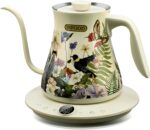 INFOOD 0.8L Gooseneck Electric Kettle, Precise Temperature Control for Pour Over Coffee & Tea, 1200W Fast Boiling Water, Auto Shut Off, Scheduling, Stainless Steel, Floral Painted Design - Image 2