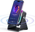 Induction Speaker with Phone Stand 5 in 1 Wireless Induction Bluetooth Audio for iPhone Android Phone Speakers Amplifier with Rechargeable Colorful Light, Birthday Gifts for Men Women Teens (Black) - Image 2