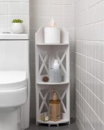 J JINXIAMU Corner Shelf Stand, Storage Organizer Great for Bathroom, Corner Shelf Perfect for Small Space,Waterproof Stand Also Use for Toilet Paper Stand,White - Image 2