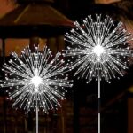 JJGoo Solar Firework Lights, 2 Pack 120 LEDs 2 Lighting Modes Solar Garden Lights Outdoor Waterproof for Yard Patio Walkway Pathway Party Wedding Christmas Decorative- Cool White - Image 2