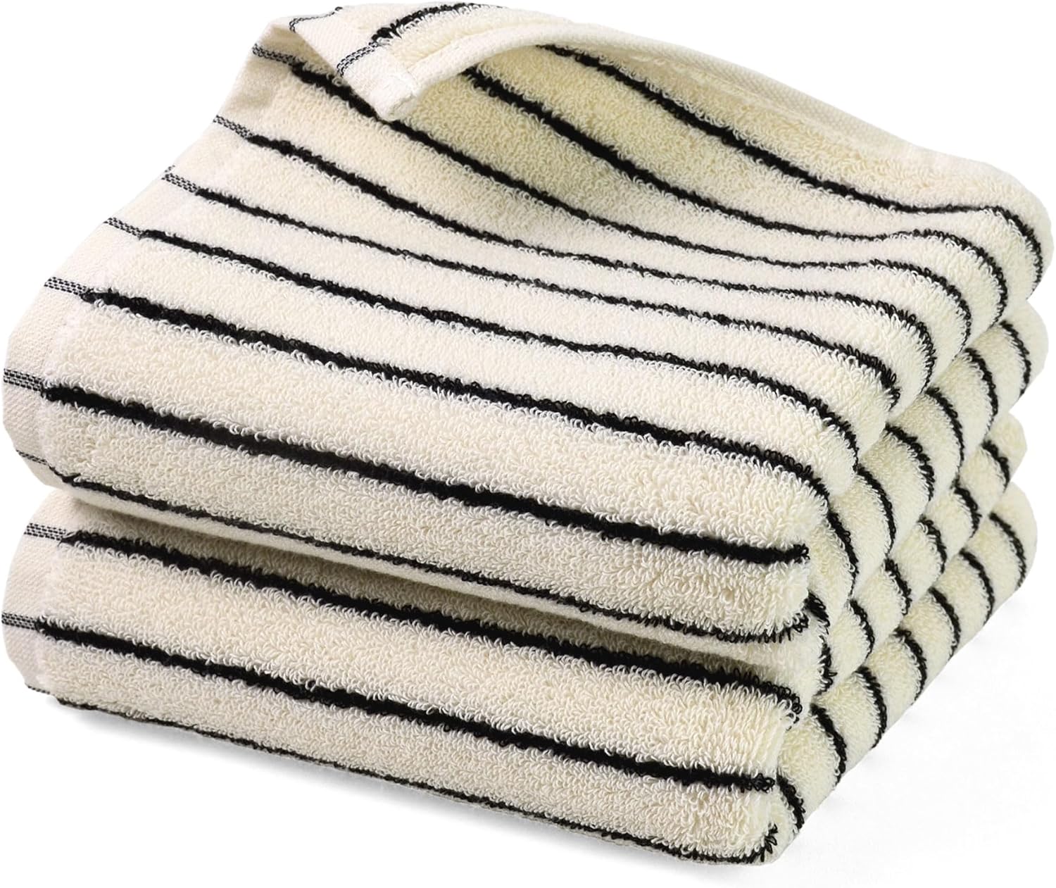Jacquotha Black and White Striped Hand Towels for Bathroom, Vintage Kitchen Decor, Guest Use, Adults & Kids, Natural Cotton, 14” x 29” - Image 2