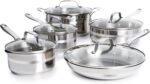 Jamie Oliver by T-fal Cook Smart 10-Piece Cookware Set, Uncoated Stainless Steel, Robust, Fast Heating, Even Cooking, Riveted Handle, Induction safe, Oven and dishwasher safe - Image 2