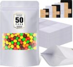 Jetmore 50 Pcs Smell Proof Bag, Reusable Snack Bags with Frosted Clear Window, Resealable Bags Various Sizes, Small Treat Bag, Stand Up Pouches for Candy, Nuts, Spice, Sample, Product, Trail Mix - Image 2