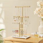 Jewelry Holder Organizer Necklace Display: Metal Aesthetic Room Decor Tree Stand for Necklace Bracelet Hanger and Earrings Storage beautiful jewelry tower for mom wife girlfriend (Gold) - Image 2