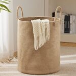 Jute Rope Laundry Hamper Basket by YOUDENOVA, 58L Tall Laundry Basket, Baby Nursery Hamper for Blanket Storage for Bedroom-Large-Jute - Image 2