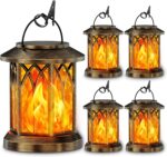 KOOPER 4 Pack Solar Lanterns Outdoor Waterproof, Upgraded Flickering Flame Solar Lantern Lights, Auto On/Off Lanterns Decorative Outdoor, Outdoor Hanging Lantern for Yard Garden Table Decor (Bronze ) - Image 2