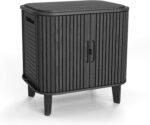 Keter Velo 30 Gallon Outdoor Storage Cabinet, Weather-Resistant Resin Deck Box with Steel Reinforcement, Lockable, Wood-Look Finish, Graphite - Image 2