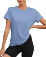 KevaMolly Workout Tops for Women UPF50+ Breathable Loose Fit Yoga T Shirts Short Sleeve Running Gym Athletic Tee Top - Image 2