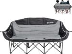 KingCamp 3 Person Camping Chair, Oversized 1100lbs Heavy Duty Loveseat for Adults Portable Folding XL 2 Person Couch Padded Comfortable Three Seat with Cup Holder for Outdoor Lawn Backyard, Black/Grey - Image 2