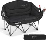 KingCamp Double Camping Chair, Oversized Heavy Duty 660lbs Loveseat for Adults Portable Folding XL 2 Person Couch Padded Comfortable Two Seat with Cup Holder for Outdoor Lawn Backyard, Black - Image 2