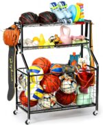 Kinghouse Sport Equipment Organizer for Garage, Steel Basketball Rack with Bat Holder and Hooks, Easy Assembly Storage for Balls, Kids' Toys, Workout Gear, Home Gym, Outdoor - Image 2