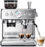 Kismile Espresso Machine with Grinder, 20 Bar Expresso Coffee Machines with Milk Frother, 58mm Expresso Machines for Home, Perfect for Cappuccino & Latte, Stainless Steel(2026 Upgrade) - Image 2